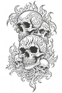 skulls and flames tattoo design idea