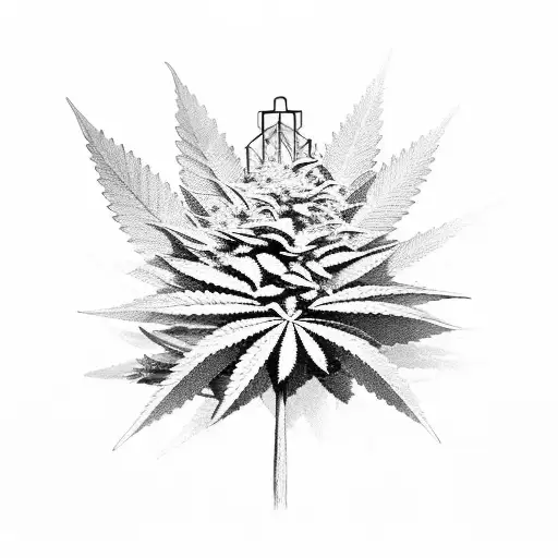 A sketch-style greenhouse filled with various cannabis strains tattoo design idea