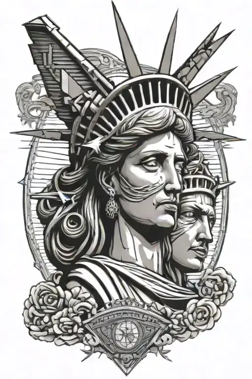 Statue of Liberty see no evil speak no evil tattoo design idea