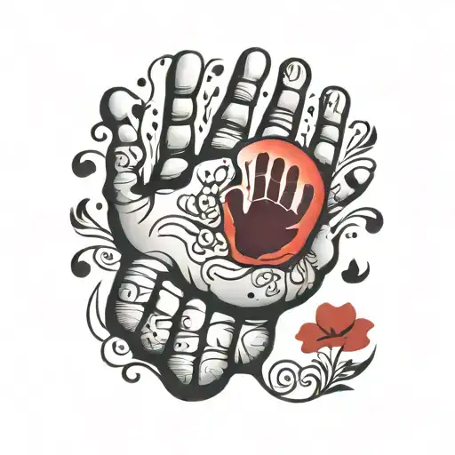 baby handprint time of birth tattoo design idea