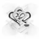 Interlocking hearts with barbells forming the initials tattoo design idea