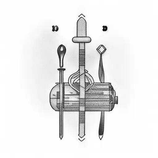 A minimalist tattoo of a software code integrated with a rolling pin, illustrating the perfect blend of your occupation as a software developer and your passion for cooking. tattoo design idea