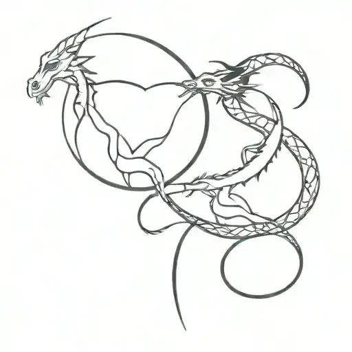 dragon and gemini zodiac sign tattoo design idea