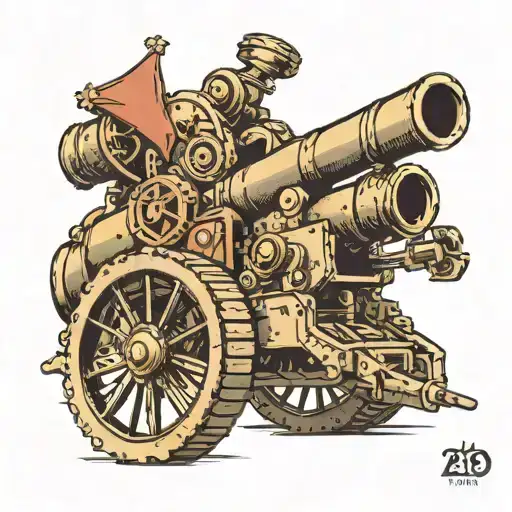 777a artillery cannon with the number 28,640 tattoo design idea