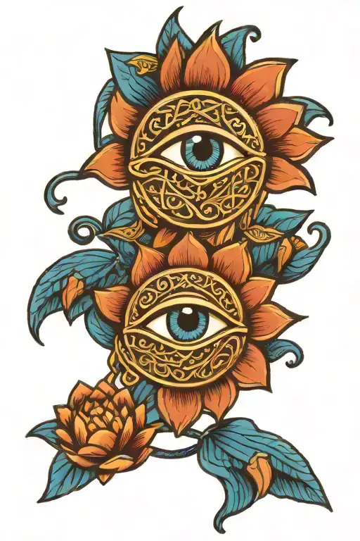 Eye of horus blue lotus Egyptian symbols tattoo design idea