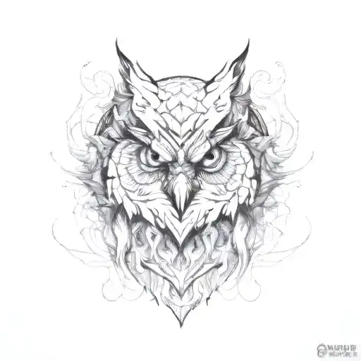 owlbear surround by fire tattoo design idea