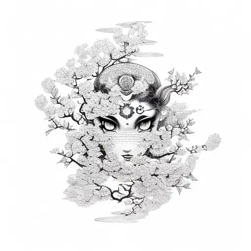 chakras with cherry blossom  tattoo design idea