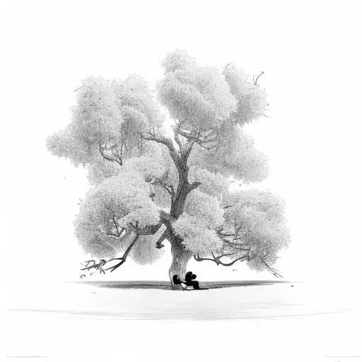 a dead tree with a little boy on a swing tattoo design idea