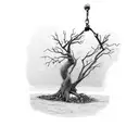 a dead tree with a little boy on a swing tattoo design idea