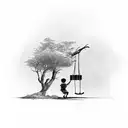 a dead tree with a little boy on a swing tattoo design idea