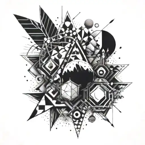 An abstract geometric design incorporating elements that represent your dad's favorite things, creating a unique and personal tattoo tattoo design idea