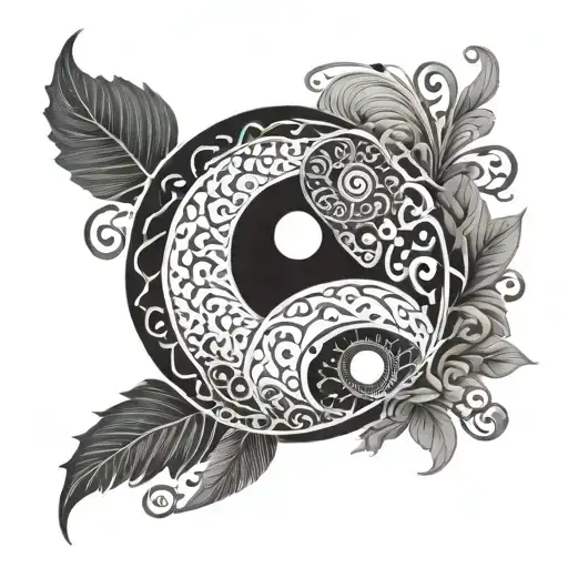 A tattoo design of a ying yang symbol with intricate patterns representing the different roles and responsibilities of a father, creating a unique and meaningful design tattoo design idea
