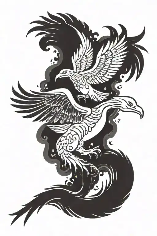 lugia and ho-oh tattoo design idea