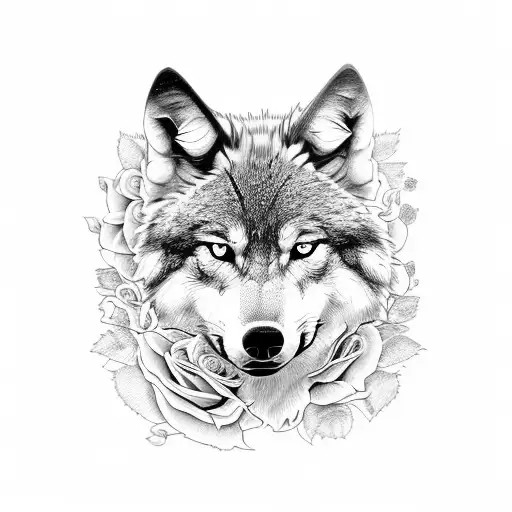 wolf, eagle,roses,nature, tattoo design idea