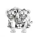 Lion with 3 cubs tattoo design idea