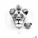 Lion with 3 cubs tattoo design idea