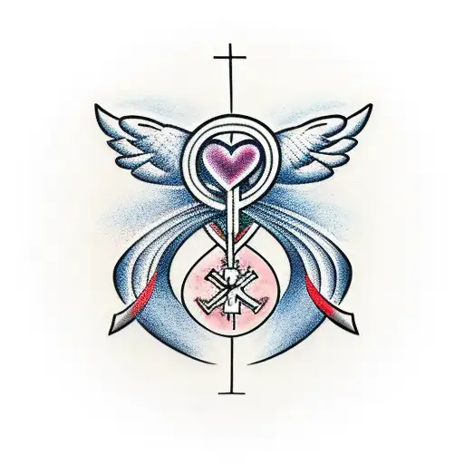 A symbolic representation of your devotion to God, featuring a cross intertwined with a heart, symbolizing the love and faith you have for your family. tattoo design idea