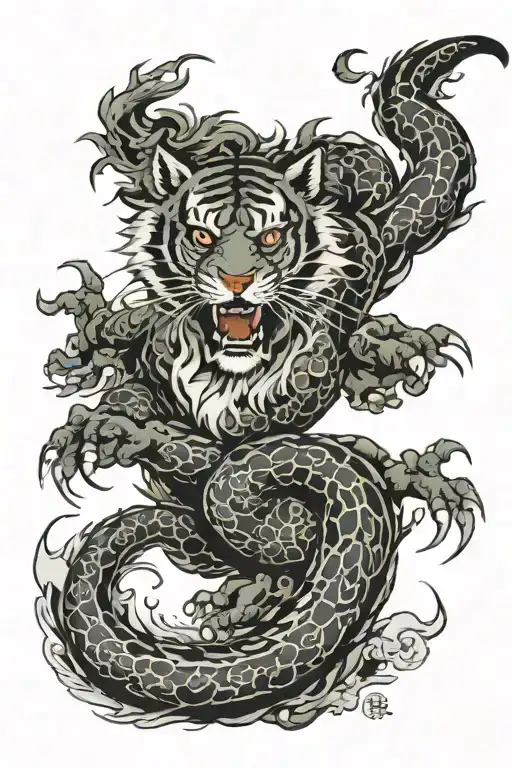 tiger and dragon tattoo design idea
