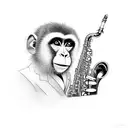 Jazz-inspired monkey playing the saxophone tattoo design idea