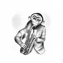 Jazz-inspired monkey playing the saxophone tattoo design idea