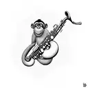 Jazz-inspired monkey playing the saxophone tattoo design idea