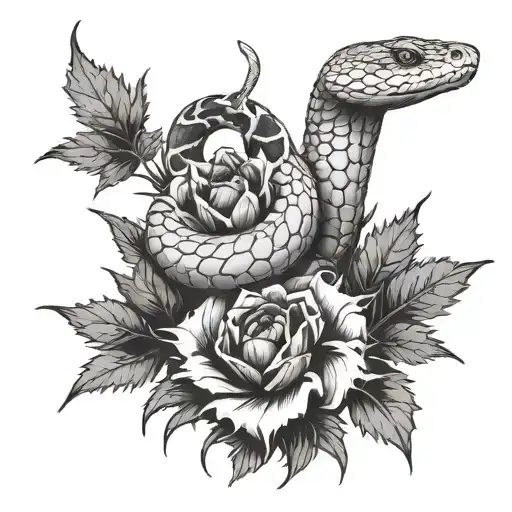 a snake coming out of the stem of a scottish thistle  tattoo design idea