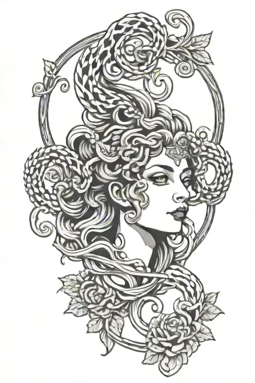 medusa on tarot card tattoo design idea
