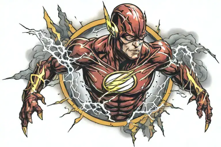 the flash symbol only with colour and lightning bolts tattoo design idea