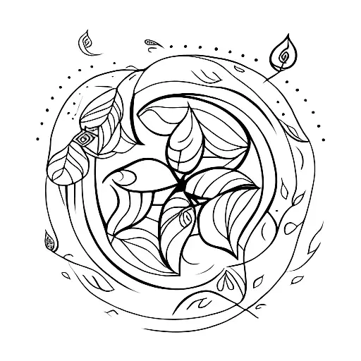 five leaves dancing in the wind tattoo design idea