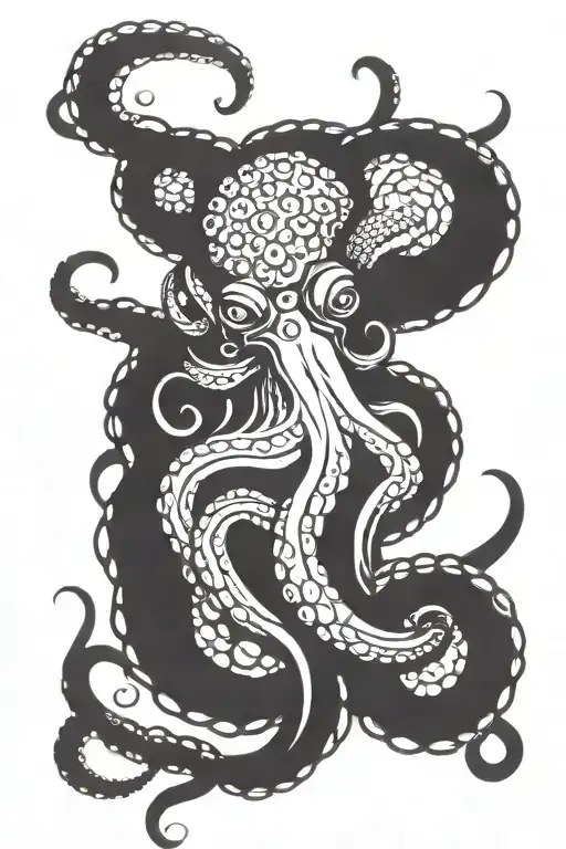 Octopus shadow japanese style  tattoo design idea