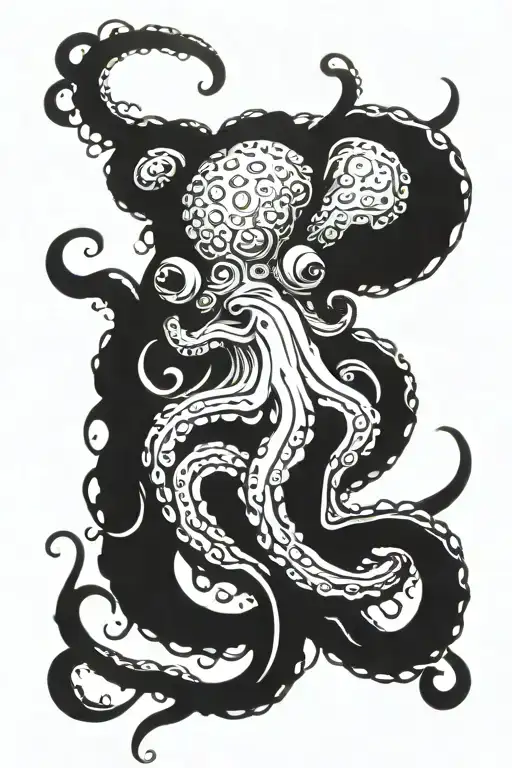 Octopus shadow japanese style  tattoo design idea