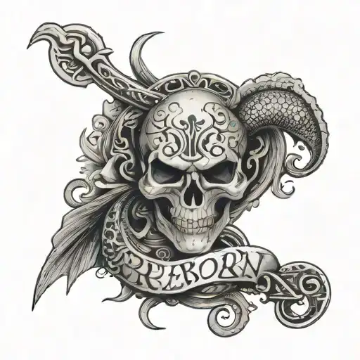 "reborn pure" in old english with python around tattoo design idea