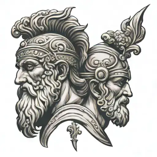 janus roman god tattoo design idea