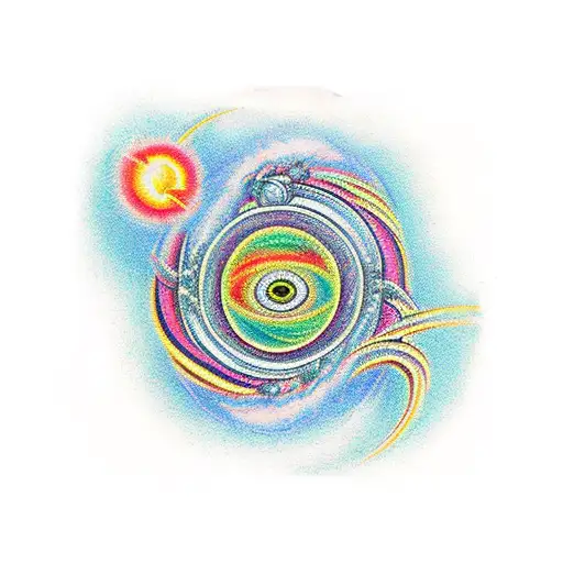 Infinite universe depicted as a colorful swirling vortex tattoo design idea