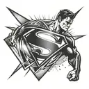 superman symbol with spot light rays coming tattoo design idea