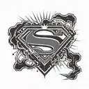 superman symbol with spot light rays coming tattoo design idea