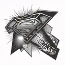 superman symbol with spot light rays coming tattoo design idea