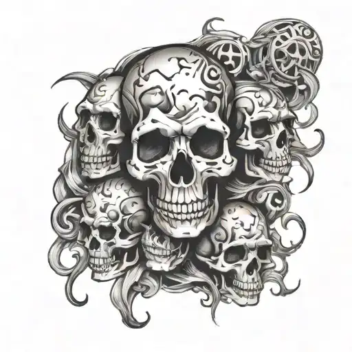 skulls dice smoke tattoo design idea