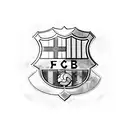 logo of FC Barcelona along with a soccer ball with a crown on it next tattoo design idea