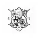 logo of FC Barcelona along with a soccer ball with a crown on it next tattoo design idea