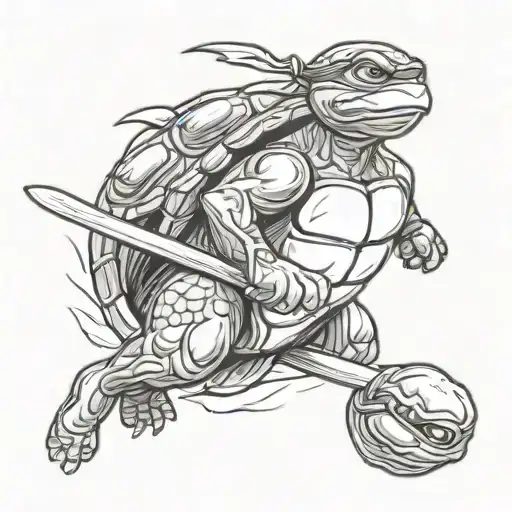 ninja turtle skateboarding tattoo design idea