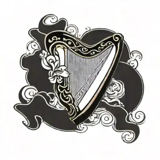 Irish harp with a b  tattoo design idea