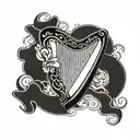 Irish harp with a b  tattoo design idea