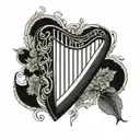 Irish harp with a b  tattoo design idea