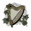 Irish harp with a b  tattoo design idea