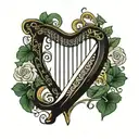 Irish harp with a b  tattoo design idea