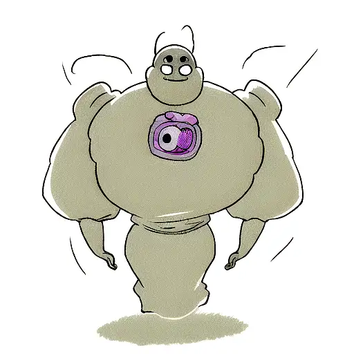 A ghostbuster battling a giant 80s-themed boss tattoo design idea