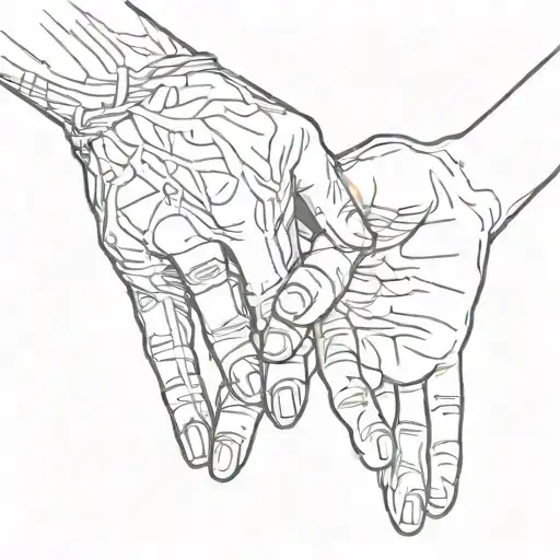 family holding hands tattoo design idea