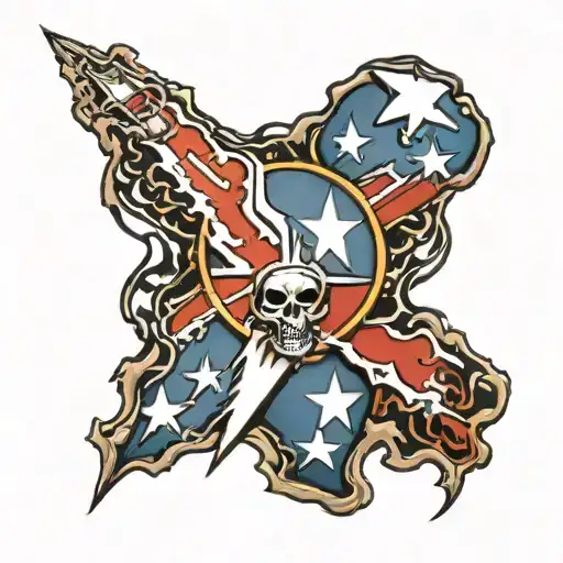 grateful dead lightning bolt with texas flag   tattoo design idea