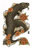 irezumi astrological Pisces Taurus Cancer Capricorn Aries. Water background tattoo design idea